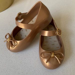 Toddler Baby Girls Mini Melissa Jelly Shoes Ballerina Bow Gold